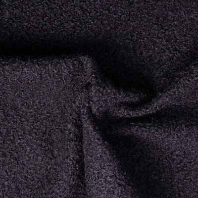 Tissu Lainage Bouclettes uni Noir - Par 10 cm