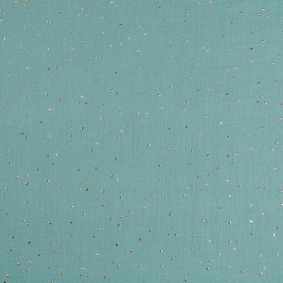 Tissu Double gaze Baya Pois dorés sur fond Vert de gris  - Par 10 cm