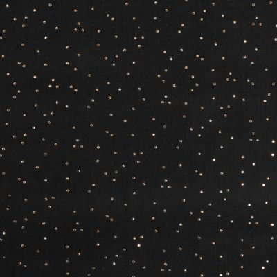 Tissu Double gaze Baya Pois dorés sur fond Noir - Par 10 cm