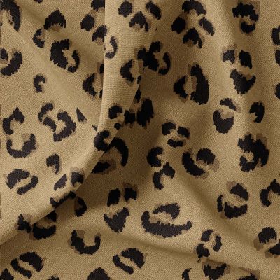 Coupon Tissu Toile de Coton Canvas Léopard sur fond Camel - Coupon de 20 cm