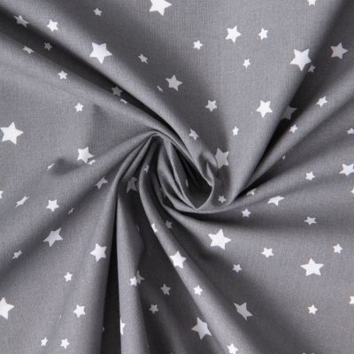 Tissu Coton imprimé Zetoil étoiles blanches sur fond Gris acier - Par Coupon de 3m