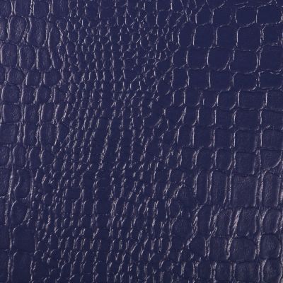 Tissu Simili cuir Croco Bleu marine - Par 10 cm