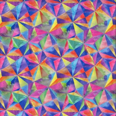 Coupon Tissu Coton imprimé Digital Kaléido sur fond Multicolore - Coupon de 70 cm