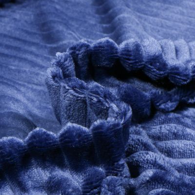 Tissu Minky Ultra doux côtelé Bleu marine - Par 10 cm