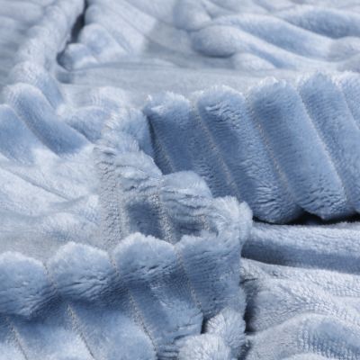 Tissu Minky Ultra doux côtelé Bleu gris - Par 10 cm