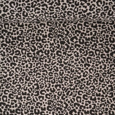 Tissu Toile de Coton aspect lin Léoléo noir sur fond Naturel - Par 10 cm
