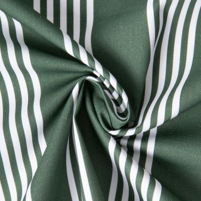 Tissu Toile de Coton d&#039;ameublement Rayé blanc sur fond Vert sapin - Par 10 cm