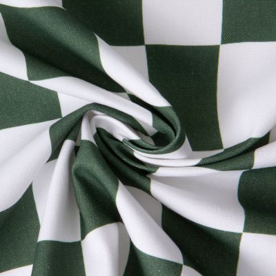 Tissu Toile de Coton d&#039;ameublement Damier sur fond Vert foncé - Par 10 cm