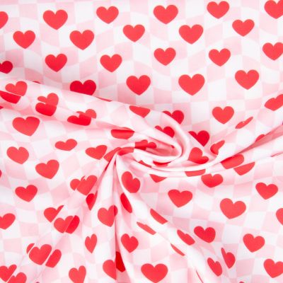 Tissu Coton imprimé Love coeurs intense sur fond Blanc - Par 10 cm
