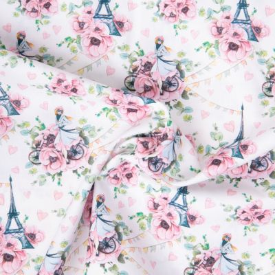 Tissu Coton imprimé I love Paris sur fond Blanc - Par 10 cm