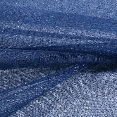 Coupon Tissu Tulle Strass Paillettes Bleu marine - Coupon de 50 cm