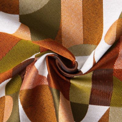Tissu Jacquard Psychédélique sur fond Bronze - Par 10 cm