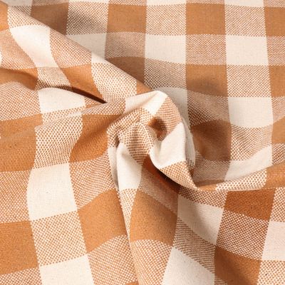 Tissu Toile de Lin Célestin enduit camel sur fond Blanc - Par 10 cm