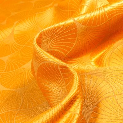 Tissu Jacquard satiné Freda sur fond Jaune - Par 10 cm