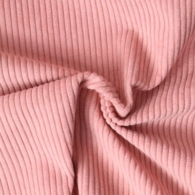 Coupon Tissu Velours d&#039;ameublement côtelé Emy uni Rose - Coupon de 60 cm