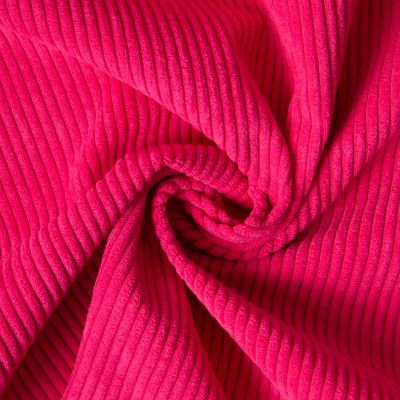 Tissu Velours d&#039;ameublement côtelé Emy uni Rose fuchsia - Par 10 cm