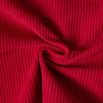 Tissu Velours d&#039;ameublement côtelé Emy uni Rouge griotte - Par 10 cm