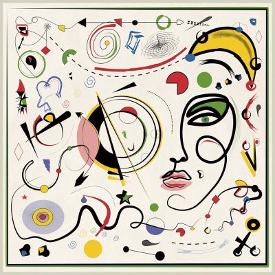 Carré Simili cuir Peinture inspiration Miro Blanc