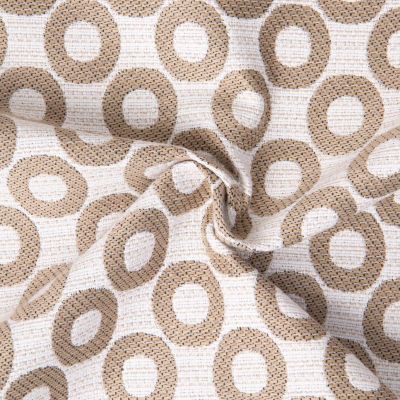 Tissu Jacquard d&#039;ameublement Opale ronds Lin sur fond Naturel - Par 10 cm