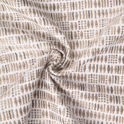 Tissu Jacquard d&#039;ameublement Petits traits Quinoa Beige sur fond Naturel - Par 10 cm