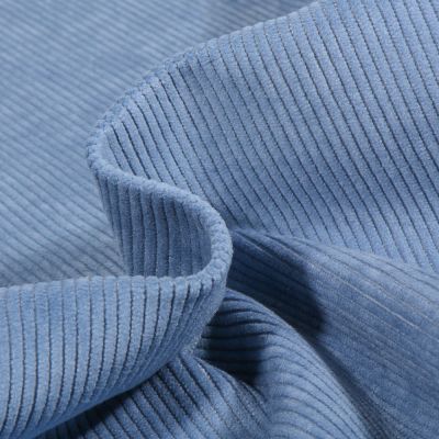Tissu Velours d&#039;ameublement côtelé Lena Bleu azur - Par 10 cm