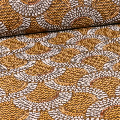 Tissu Jacquard  Zama sur fond Jaune or - Par 10 cm