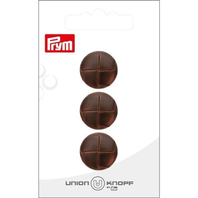 Bouton Prym Edouard effet cuir 18 mm x3 - Brun