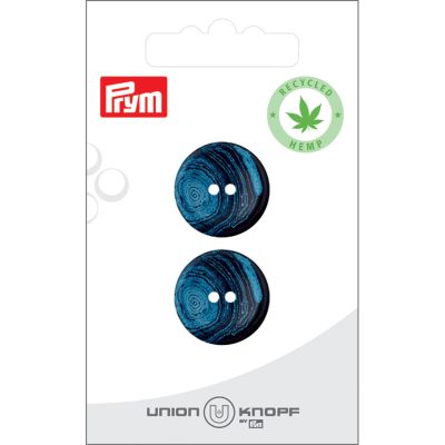 Bouton Prym Chanvre/Polyester recyclé effet grès 20 mm x2 - Bleu