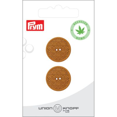 Bouton Prym Chanvre/Polyester recyclé Géométrique 20 mm x2 - Curry