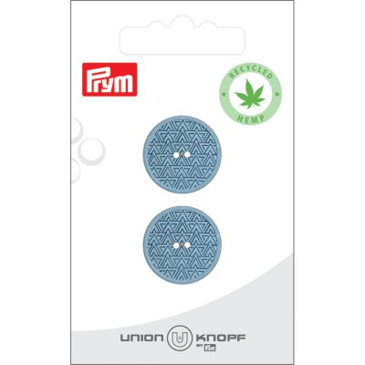 Bouton Prym Chanvre/Polyester recyclé Géométrique 20 mm x2 - Bleu clair
