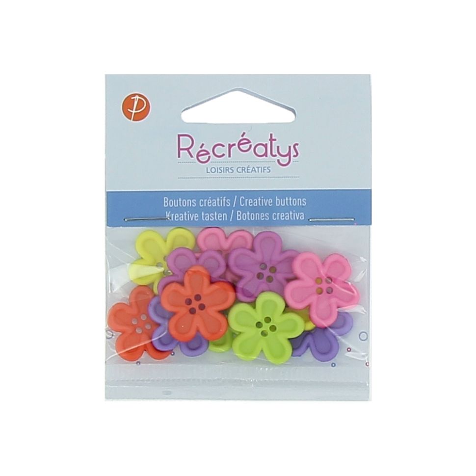 Boutons créatifs Récréatys Assortiment de 12 boutons Fleurs