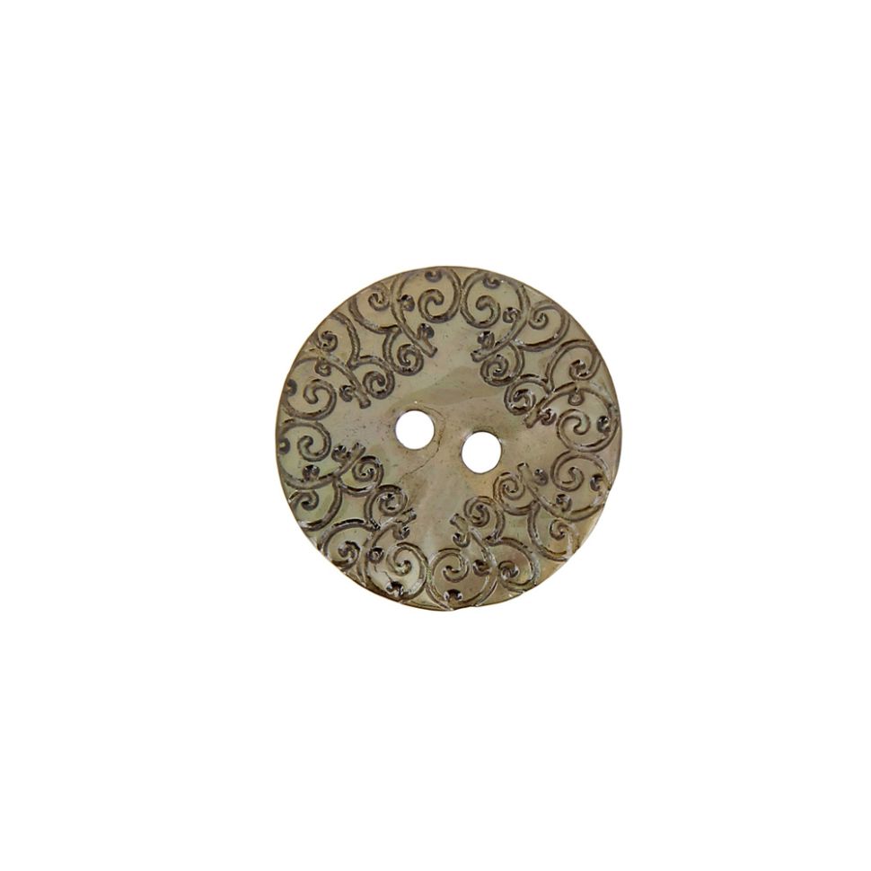 Bouton nacré  gravé 18 mm - Ecru