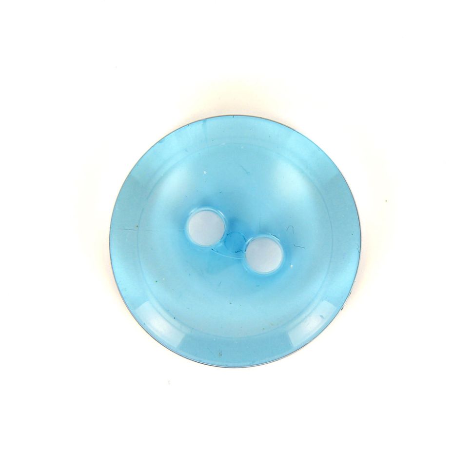 Bouton rond transparent Camille 27 mm - Bleu