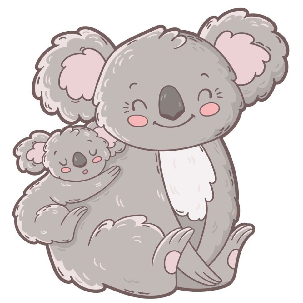 Sticker textile thermo-adhésif  7x7 cm - Famille Koala  