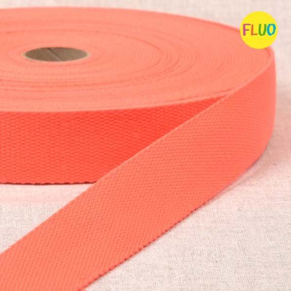 Sangle Polyester aspect Coton 30 mm Orange fluo