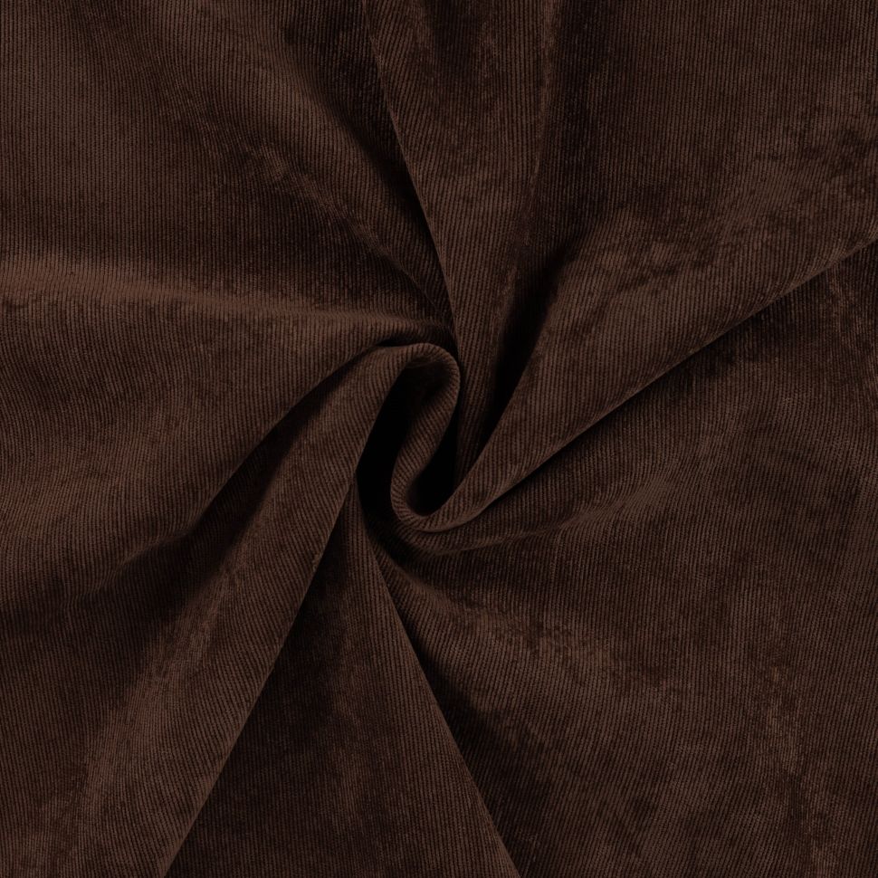 Coupon Tissu Velours milleraies uni Marron foncé - Coupon de 200 cm