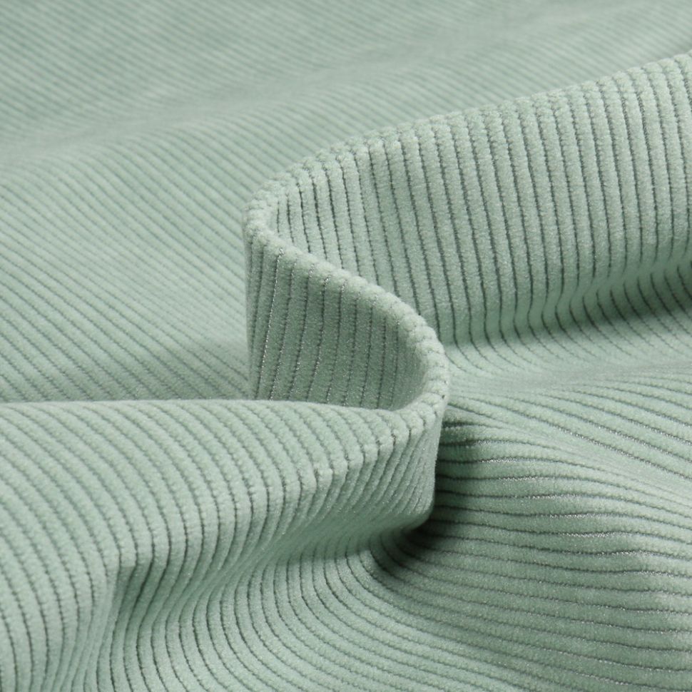 Coupon Tissu Velours d'ameublement côtelé Lena Vert d'eau - Coupon de 80 cm