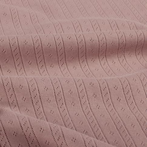 Coupon Tissu Jersey Coton ajouré Camille uni Mauve clair - Coupon de 50 cm