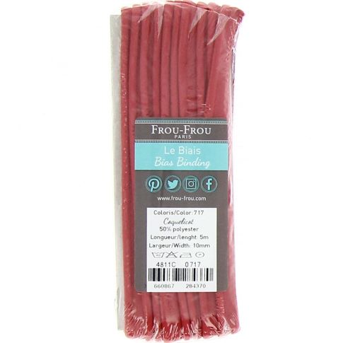 Passepoil Frou-Frou 10 mm Uni Coquelico - 5 mètres