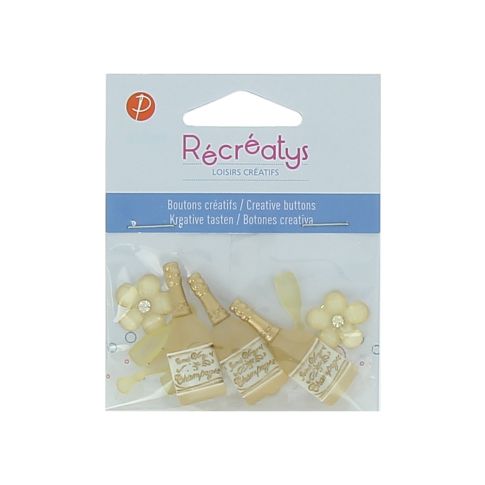 Boutons créatifs Récréatys Assortiment de 3 boutons Champagne