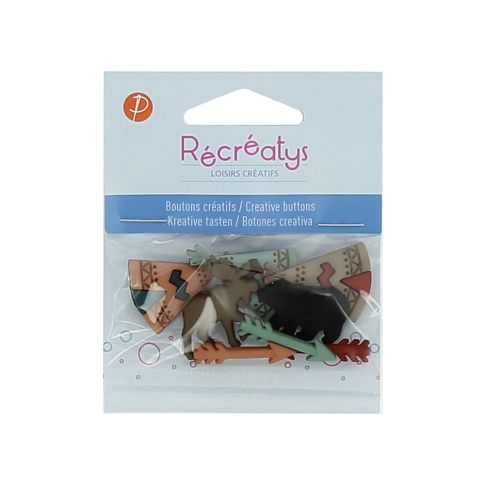 Boutons créatifs Récréatys Assortiment de 5 boutons Cabanes hippie