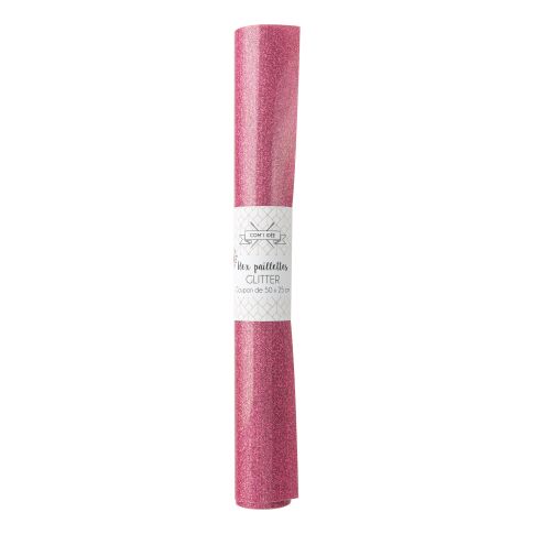 Flex paillettes thermocollant Com'1 idée uni Rose - 50x25 cm