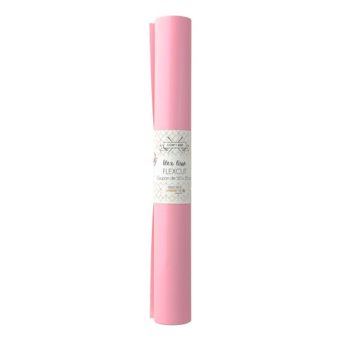 Flex lisse thermocollant Com'1 idée uni Rose bébé - 50x25 cm