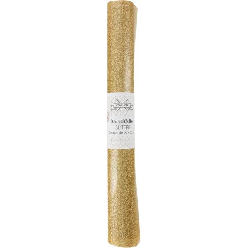 Flex paillettes thermocollant Com'1 idée uni Doré - 50x25 cm