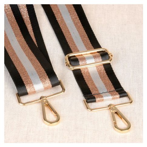 Sangle pour sac 50 mm Noir et or - Avec mousquetons
