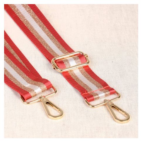 Sangle pour sac 38 mm Rouge et or - Avec mousquetons