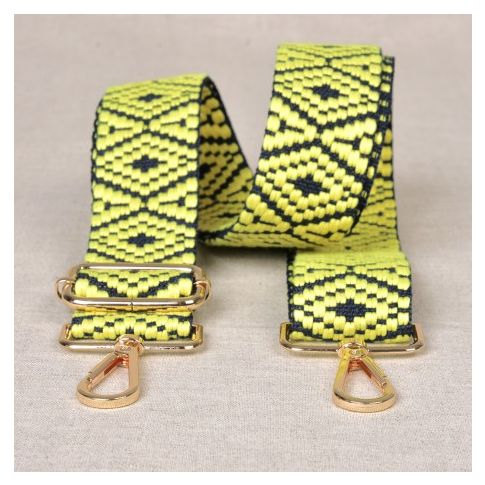 Sangle pour sac 40 mm Jaune et noir - Avec mousquetons