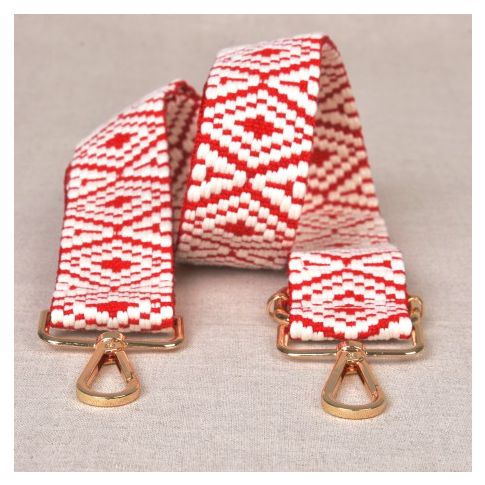 Sangle pour sac 40 mm Blanc et rouge - Avec mousquetons