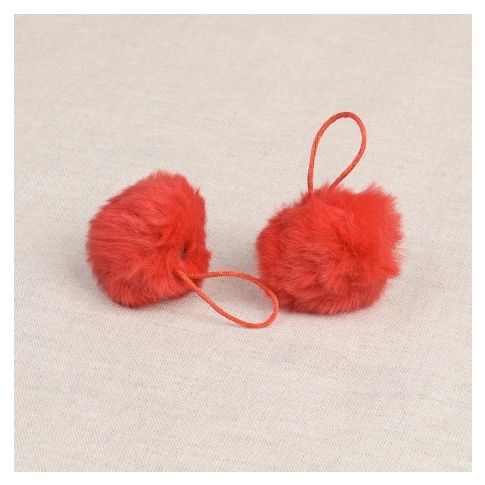Pompon imitation fourrure 4 cm Rouge