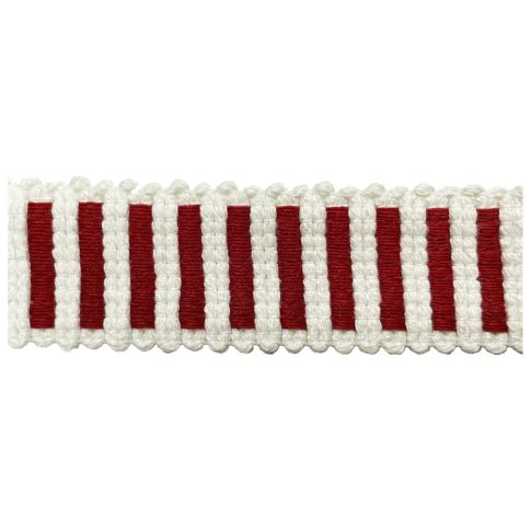 Sangle aspect crochet 30 mm Bicolore Rouge et Blanc x1m
